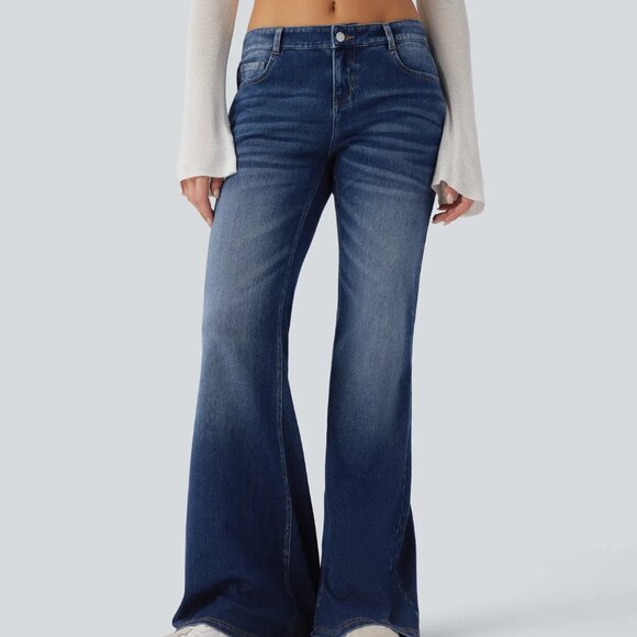 HALARA Flex Low Rise Flare Casual Jeans w/Pockets Estate Blue Denim XS Petite - Picture 6 of 12